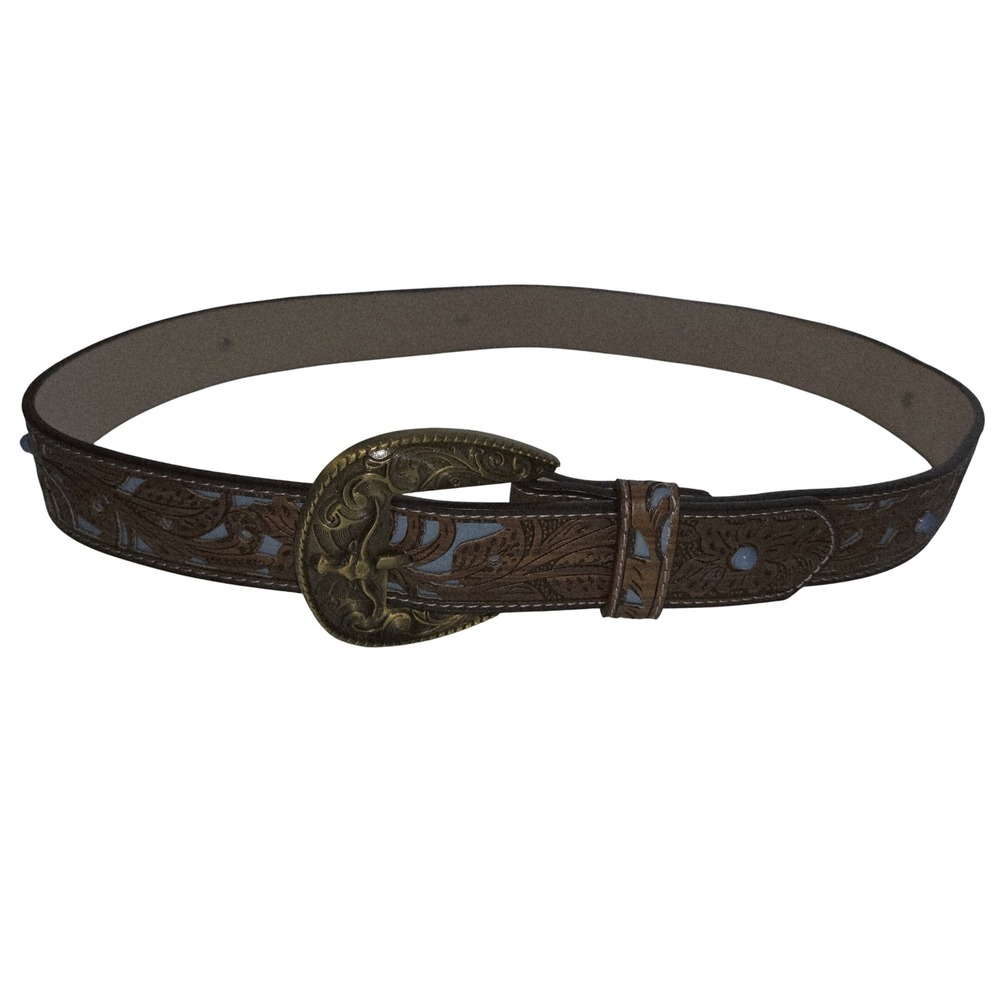 Commense Western Belt Floral Design‎ & Ornate Buckle Womens Fashion Accessory